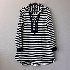 NWOT Duffield Lane Womens Dress XL Navy White Striped Long Sleeve